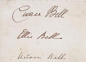 Brontë sisters' signatures as Currer, Ellis and Acton Bell