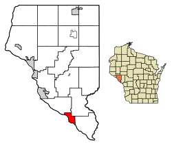 Location of Fountain City in Buffalo County, Wisconsin.