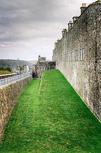 Landward wall and moat of Fort Camden