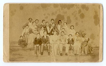 Chang & Eng Bunker with 18 children and slave