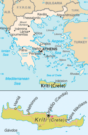 Crete location map