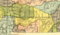 Crow Indian Reservation, 1868 (area 619 and 635). Yellow area 517 is 1851 Crow treaty land ceded to the U.S