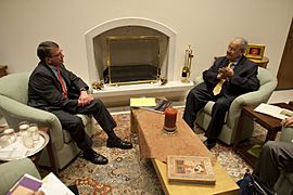 Defense.gov News Photo 120723-D-TT977-017 - Deputy Secretary of Defense Ashton B. Carter meets with former Indian Ambassador to the U.S. Naresh Chandra in Delhi India on July 23 2012. India