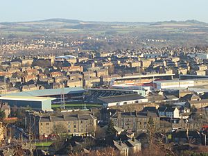 Dundee football grounds from Dundee Law, December 2014