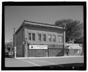 Elevation view of the I.O.O.F. Hall, view looking east - Vale Commercial Historic District, A Street between Holland and Longfellow Streets, north side of B Street between Holland and HABS OR-177-25