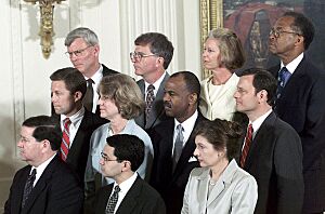 Federal judicial nominees listen to President George W. Bush as he announces their nominations