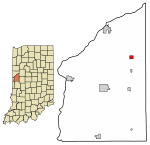 Location of Newtown in Fountain County, Indiana.