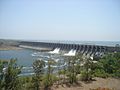 Full doownstream view of the Bhima or Ujjani Dam