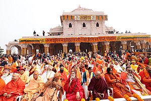 Glimpses of Pran Pratishtha ceremony of Shree Ram Janmaboomi Temple in Ayodhya, Uttar Pradesh on January 22, 2024