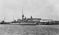 HMS Dauntless (D45) at the Royal Naval Dockyard in Bermuda ca 1930