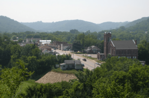Downtown Hokah viewed from the side of Thompson Bluff