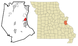 Location of Pevely, Missouri