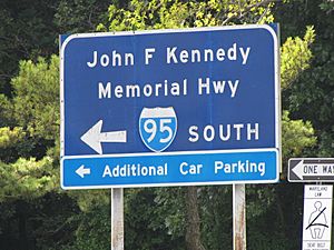 John F. Kennedy Memorial Highway sign at Maryland House southbound