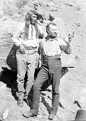 John Wesley Powell with Native American at Grand Canyon Arizona