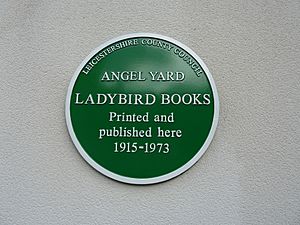 Ladybird Books green plaque, Angel Yard, Loughborough 01