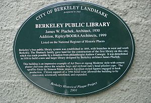 Main Branch Library plaque