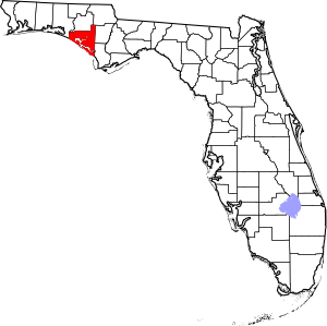 Map of Florida highlighting Bay County