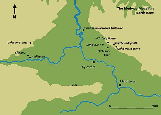 Map of the Medway Megaliths