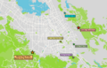 Map of the major hill and mountain ranges in San Jose, California