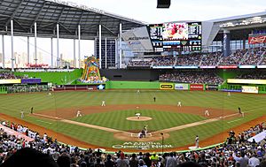 Marlins First Pitch at Marlins Park, April 4, 2012 (cropped)