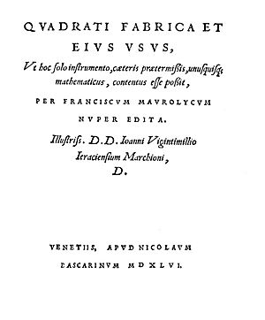 Maurolico - Quadrati fabrica et eius usus, 1546 - 110494