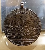 Medal bestowed on a Native American chief for the storming of Montreal by the British in 1760, by Daniel Christian Fueter, 1761, silver - Château Ramezay - Montreal, Canada - DSC07475