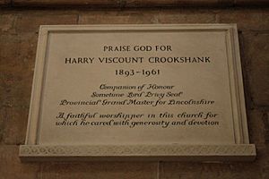 Memorial to Viscount Harry Crookshank, Lincoln Cathedral