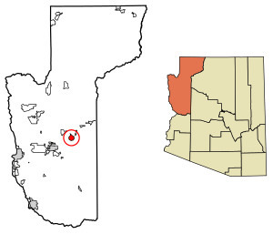 Location of Hackberry in Mohave County, Arizona.