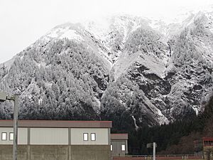 Mount Juneau with fresh winter snow
