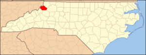 North Carolina Map Highlighting Watauga County
