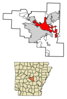 Location of North Little Rock in Pulaski County, Arkansas