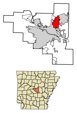 Location of Sherwood in Pulaski County, Arkansas.