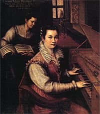 Self-portrait at the Clavichord with a Servant by Lavinia Fontana