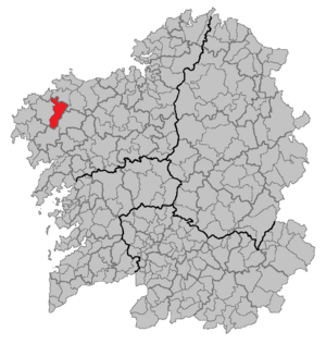 Location of Zas within Galicia