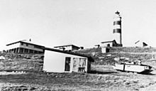 StateLibQld 1 141347 Buildings surrounding the lighthouse at Cape Moreton, 1951