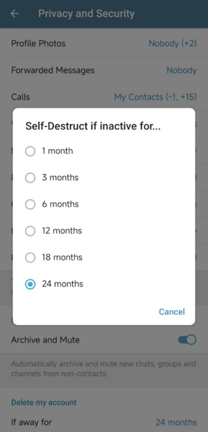 Telegram-account-self-destruction