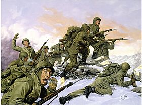 US 65th Infantry Regiment.Painting.Korean War.Bayonet charge against Chinese division