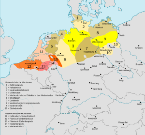 Verbreitungsgebiet der heutigen niederdeutschen Mundarten