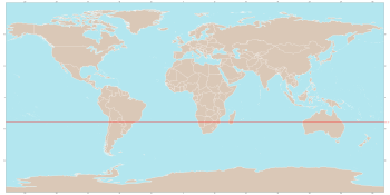 World map with tropic of capricorn