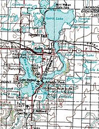 The town of Spirit Lake, in the Iowa Great Lakes region. Map courtesy of USGS