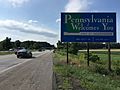 2016-07-12 16 45 37 Pennsylvania Welcomes You sign along northbound Interstate 83 entering Shrewsbury Township, York County, Pennsylvania from Maryland Line, Baltimore County, Maryland