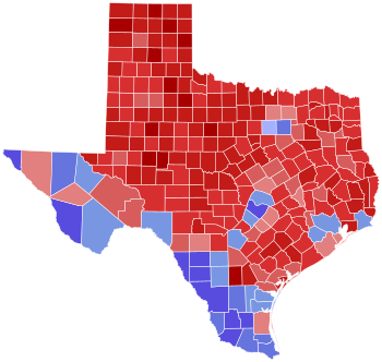 2018 United States Senate election in Texas results map by county