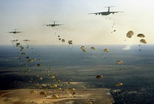 82nd Airborne troops jump from C-141Bs in 1988