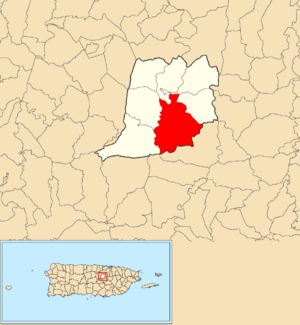 Location of Anones within the municipality of Naranjito shown in red