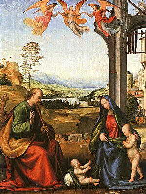 Bartolommeo, Fra ~ The Holy Family with the Infant St John in a Landscape