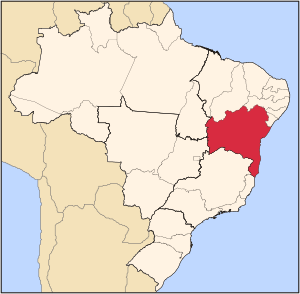 Location of State of Bahia in Brazil