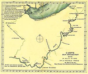 Carte d un voyage fait dans la Belle Riviere en la Nouvelle France M.DCC XLIX. Par le Reverend Pere Bonnecamps Jesuite Mathematicien