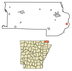 Location of Nimmons in Clay County, Arkansas.