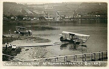Curtiss' flying boat at Hammondsport launch