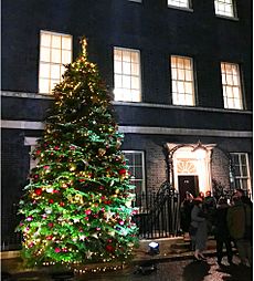 Downing Street setting a Christmas tree for 2021 Christmas (version 2)